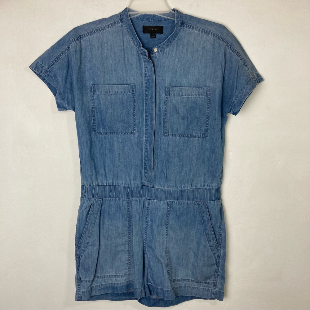 J. Crew Lightweight Denim Chambray Romper 8 - Picture 2 of 10